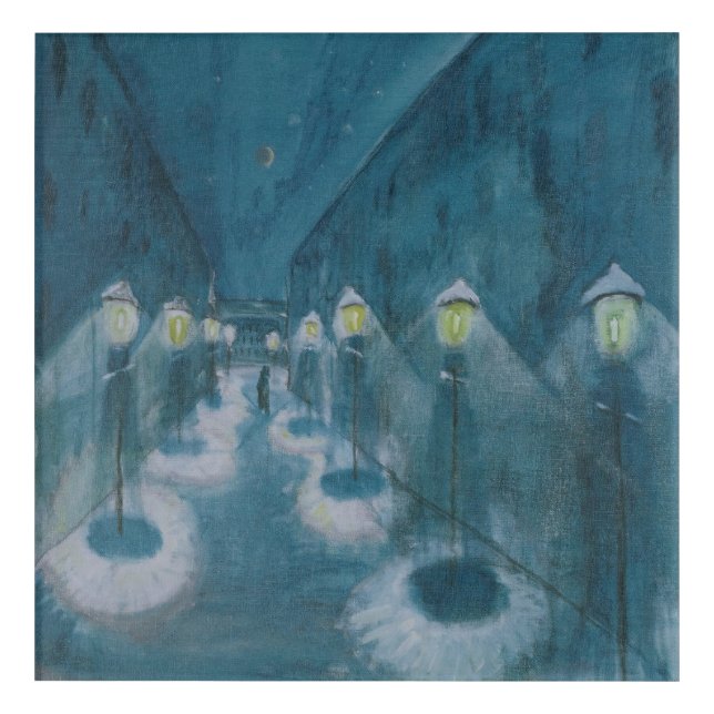 Night Street (Street By Night) (1922) Walter Grama Acrylic Print (Front)