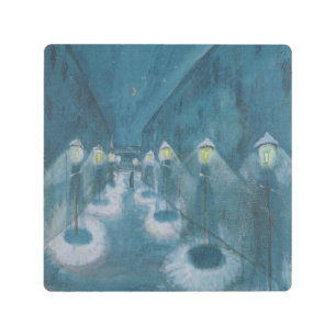 Night Street (Street By Night) (1922) Walter Grama Metal Print