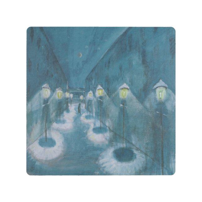 Night Street (Street By Night) (1922) Walter Grama Metal Print (Front)