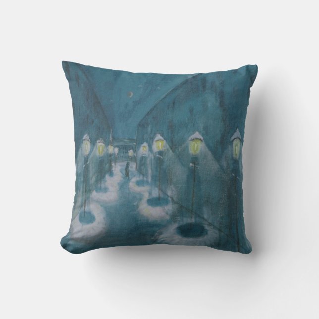 Night Street (Street By Night) (1922) Walter Grama Throw Pillow (Front)