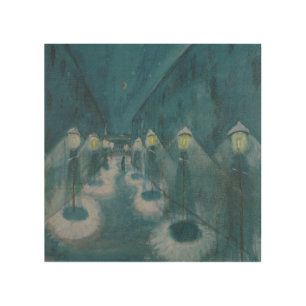 Night Street (Street By Night) (1922) Walter Grama Wood Wall Art
