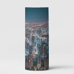 Night – Stunning City Lights & Waterfront Urban Pillar Candle