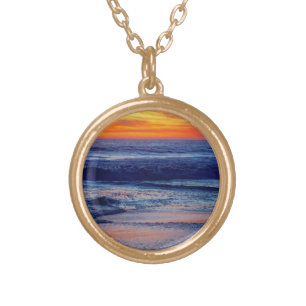 Night Sunset Beach Necklace or Your Photo and Text