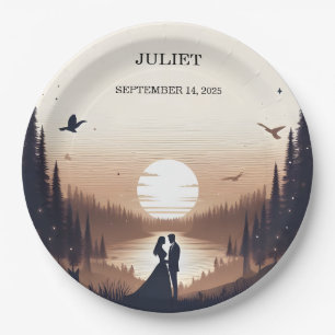 Night Sunset Moon Cloud Twilight Bridal Shower Paper Plates