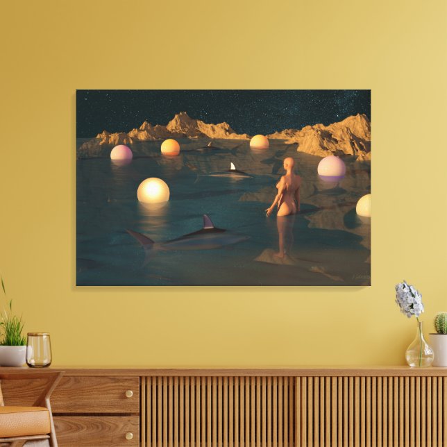 Night Swimming Canvas Print (Insitu(LivingRoom))