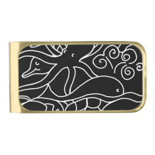Night Swimming Gold Finish Money Clip