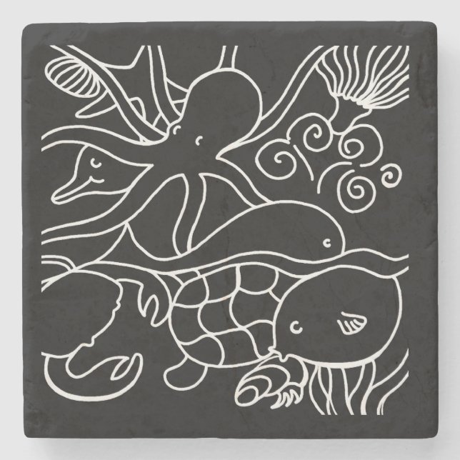 Night Swimming Stone Coaster (Front)