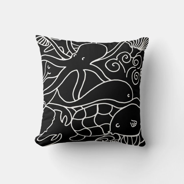 Night Swimming Throw Pillow (Front)