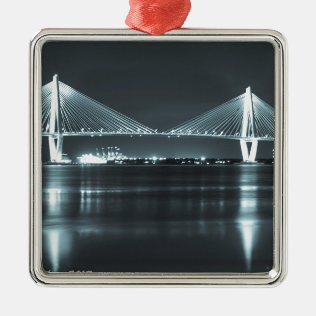 Night Time Bridge Metal Ornament (Front)