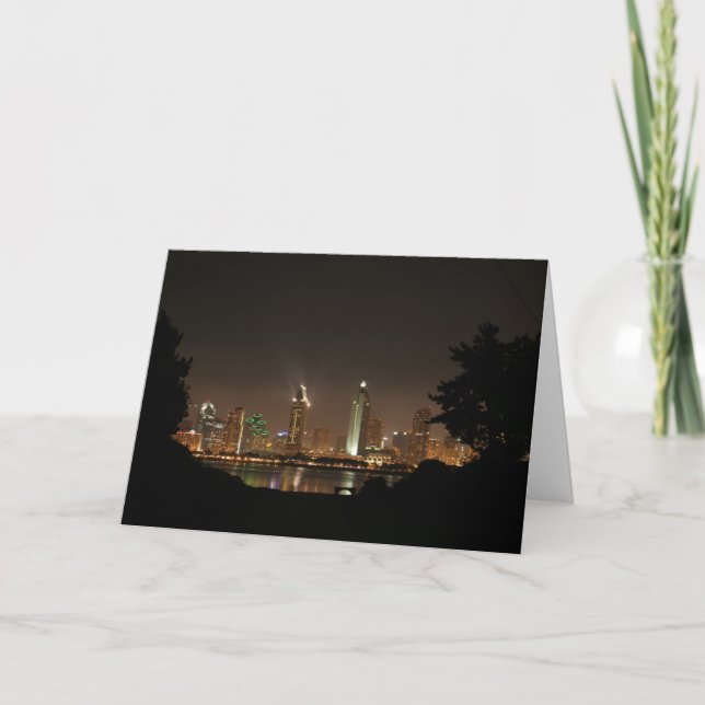 Night Time City Landscapes California San Diego Holiday Card (Front)