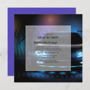 Night Time Drive By Birthday Party Invitation