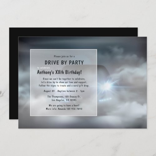 Night Time Drive By Birthday Party Invitation