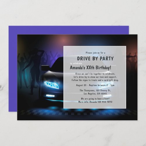 Night Time Drive By Birthday Party Invitation