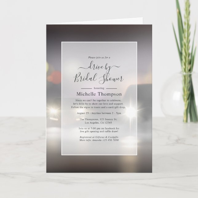 Night Time Drive By Shower Invitation (Front)