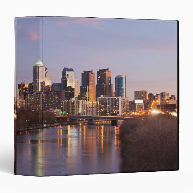 Night time panoramic view at Philadelphia 3 Ring Binder (Front/Spine)