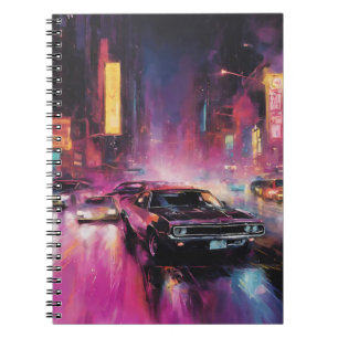 Night-time Street Racing in Vibrant City Notebook