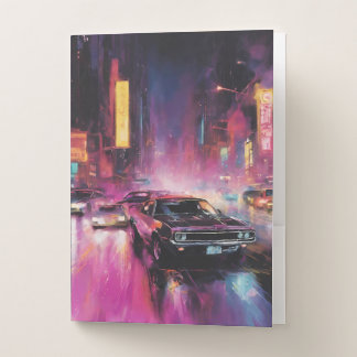 Night-time Street Racing in Vibrant City Pocket Folder