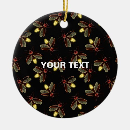 Night time with Glowing Fireflies Ceramic Ornament