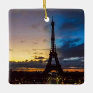 Night to Day over Eiffel tower from Trocadero Ceramic Ornament
