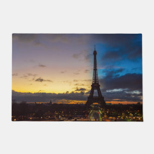 Night to Day over Eiffel tower from Trocadero Doormat