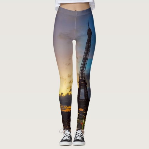 Night to Day over Eiffel tower from Trocadero Leggings
