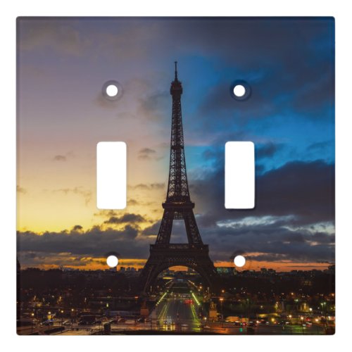 Night to Day over Eiffel tower from Trocadero Light Switch Cover