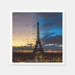 Night to Day over Eiffel tower from Trocadero Napkins