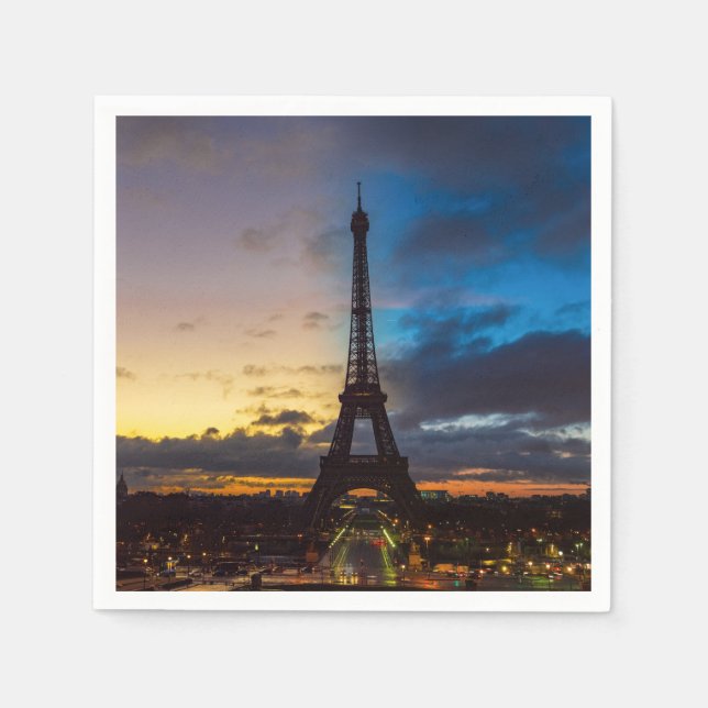 Night to Day over Eiffel tower from Trocadero Napkins (Front)