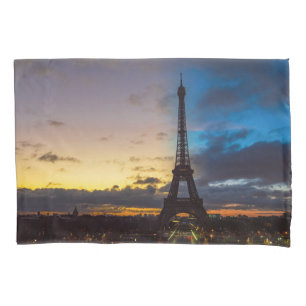 Night to Day over Eiffel tower from Trocadero Pillow Case
