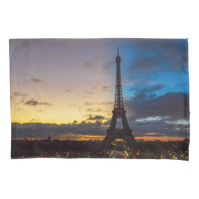 Night to Day over Eiffel tower from Trocadero Pillow Case (Front)