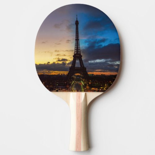 Night to Day over Eiffel tower from Trocadero Ping Pong Paddle