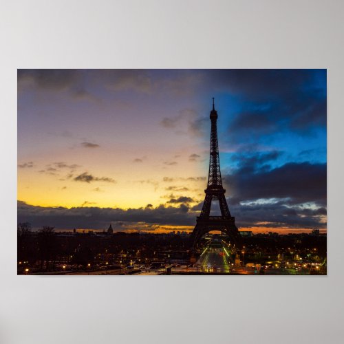 Night to Day over Eiffel tower from Trocadero Poster