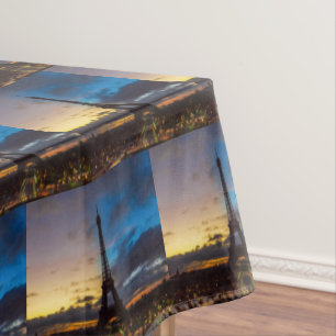 Night to Day over Eiffel tower from Trocadero Tablecloth