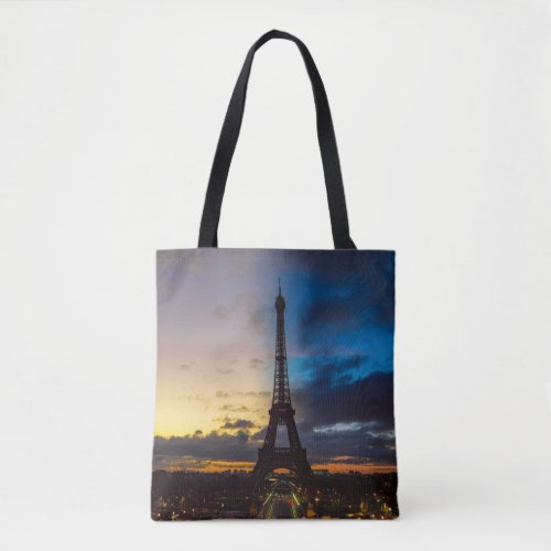 Night to Day over Eiffel tower from Trocadero Tote Bag