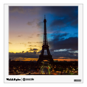 Night to Day over Eiffel tower from Trocadero Wall Decal