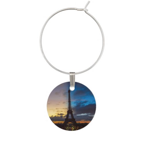 Night to Day over Eiffel tower from Trocadero Wine Charm