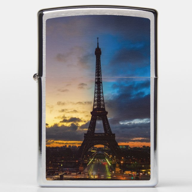 Night to Day over Eiffel tower from Trocadero Zippo Lighter (Front)