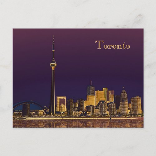 Night Toronto skyline postcard