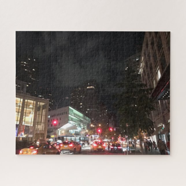 Night Traffic at Lincoln Center New York City NYC Jigsaw Puzzle (Horizontal)