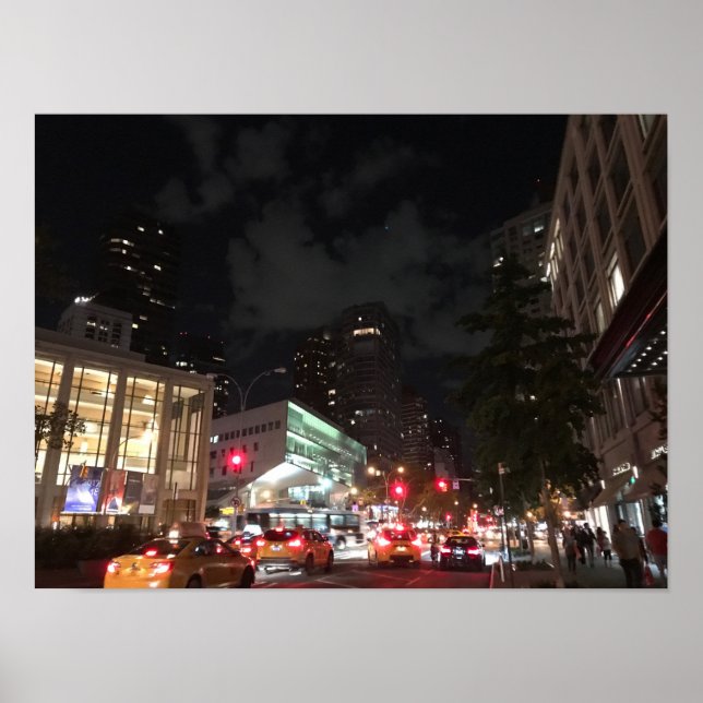 Night Traffic at Lincoln Center New York City NYC Poster (Front)