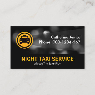 Night Traffic Lights Taxi Service Business Card