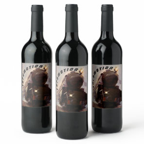 Night Train Engine Evening Locomotion Railroad  Wine Label