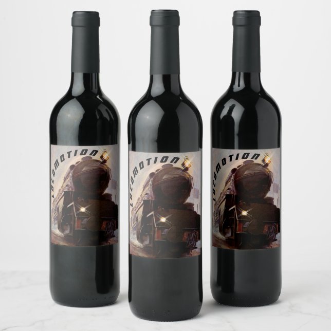 Night Train Engine Evening Locomotion Railroad  Wine Label (Bottles)