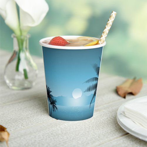 Night Tropical Scenic Paper Cups
