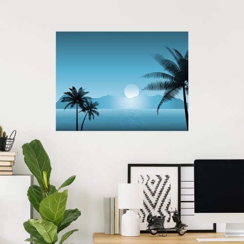 Night Tropical Scenic Poster