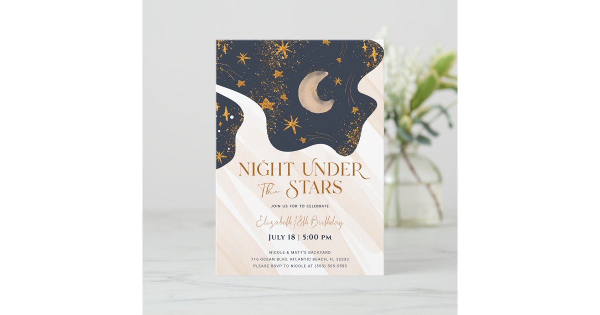Night Under The Stars Birthday Invitation | Zazzle