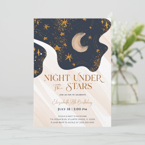 Night Under The Stars Birthday Invitation