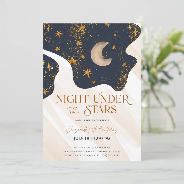 Night Under The Stars Birthday Invitation | Zazzle