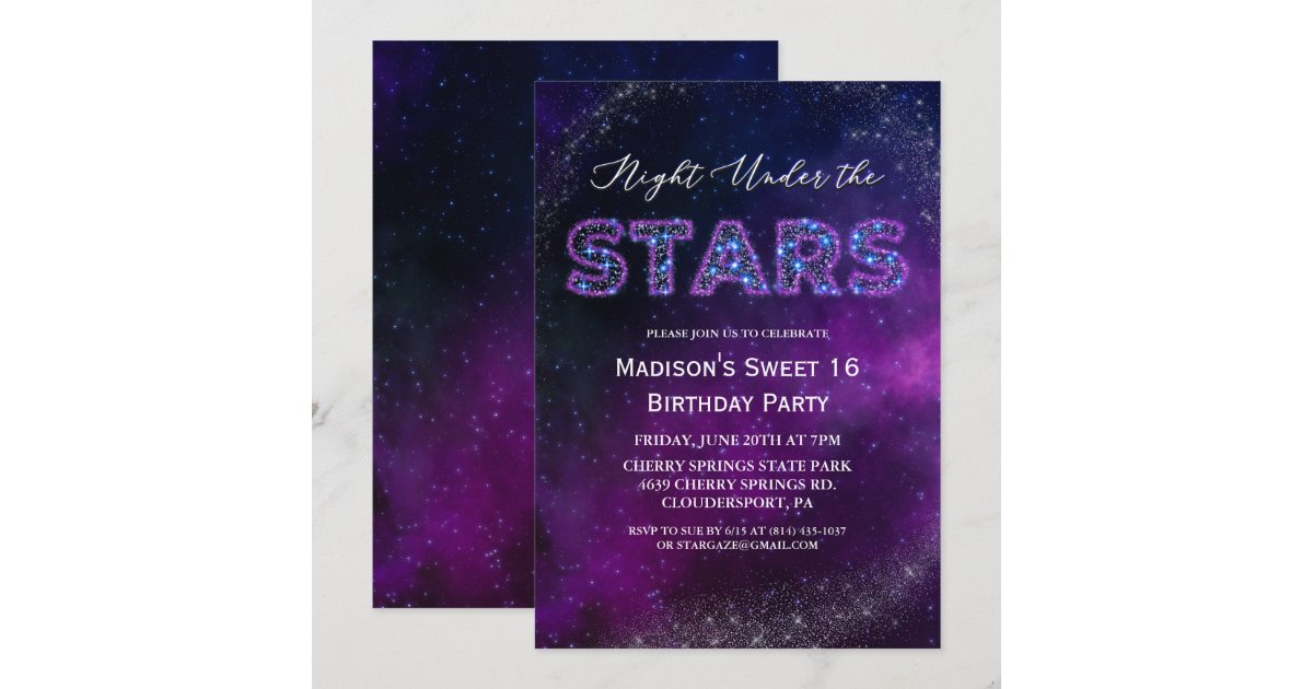 Night Under the Stars Birthday Invitation | Zazzle