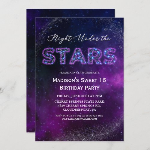 Night Under the Stars Birthday Invitation